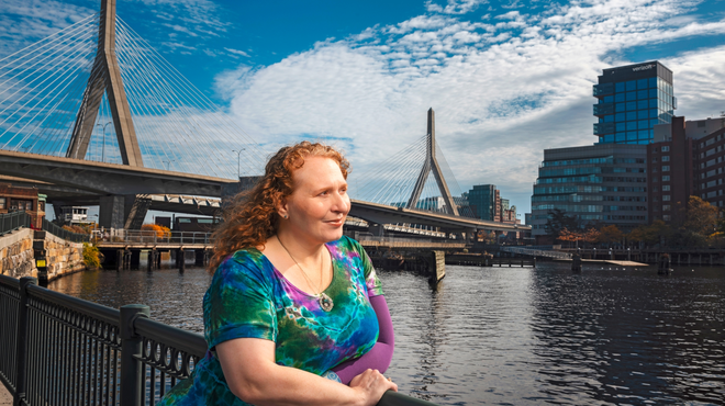 Laurie Brunner, a breast cancer survivor who participated in a Novartis clinical trial, in her home city of Boston, MA, US.