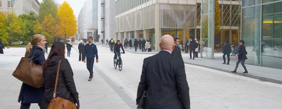 People walking on Novartis Campus